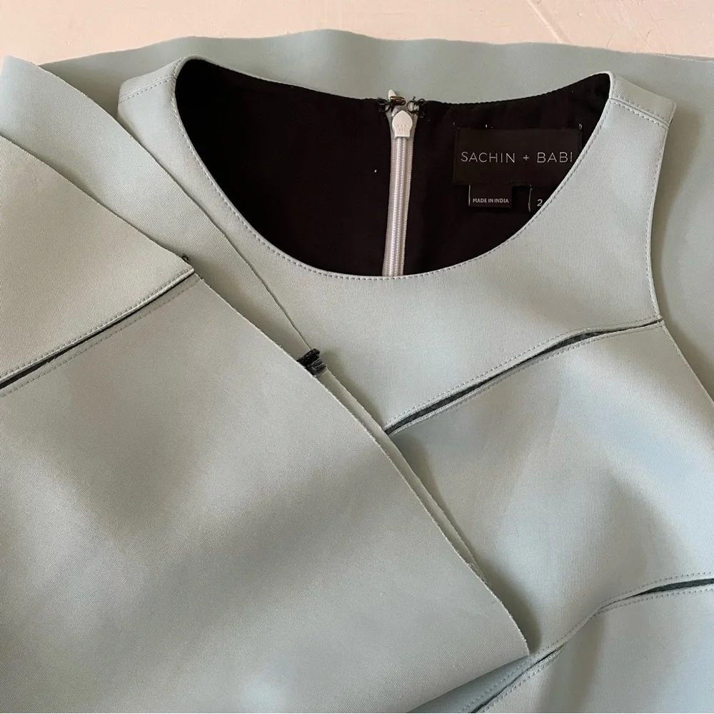 Sachin + Babi Baby Blue Diagonal Trim Y2K Mini A-Line Sleeveless Dress Size 2 - Picture 11 of 11